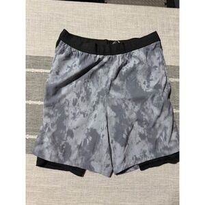 Skora Mens Qwick Dry 2-in-1 Running Shorts Grey Tie Dye Size S
